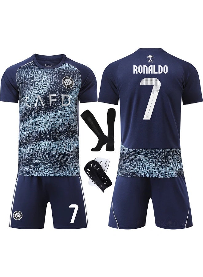 Ronaldo 2025-2026 الموسم #7 رونالدو لكرة القدم جيرسي السراويل الجوارب مجموعة معدات واقية حجم الأطفال وحجم الكبار ، هدية للجماهير والأصدقاء - Image 1